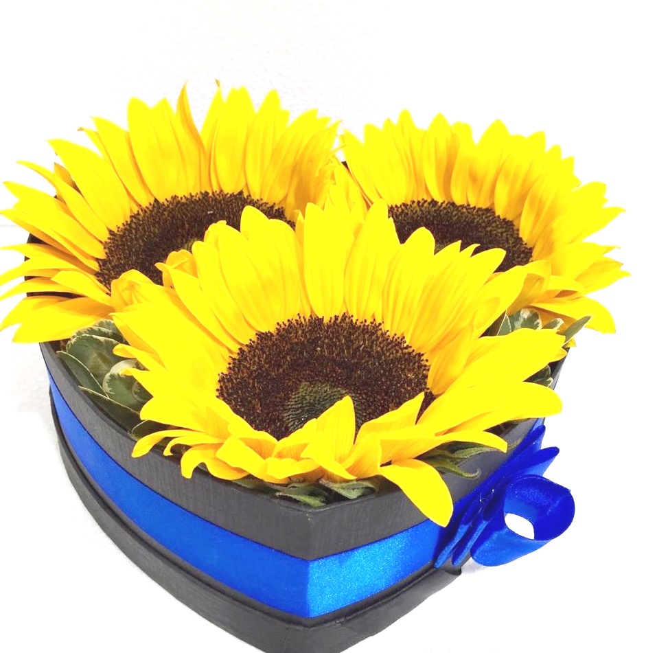 Caja Coraz�n 3 Girasoles